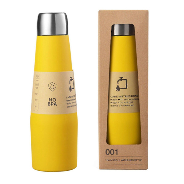 2025 NYHET Gradient 304 Rostfritt Stål Jump Cup Läcksäker Isolerad Vattenflaska 532 ml (18 OZ). yellow