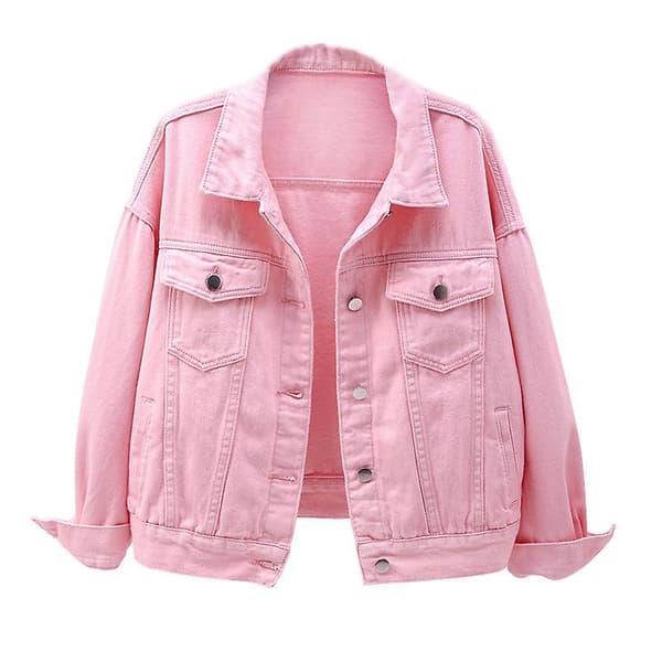 Pring Efterår Dame Denim Jakke Pring Efterår Jakke Pink Cowboyjakke White M