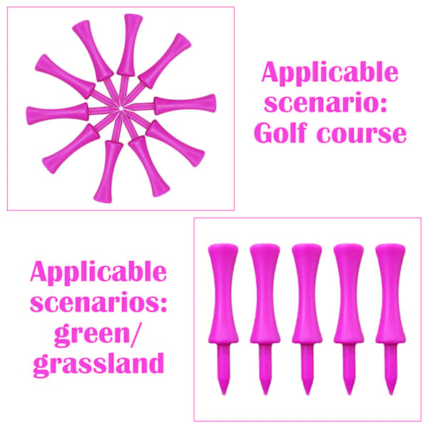 Zivisk Rosa Golfpeg i Plast 57MM 100-Pack Lång Spår Golfpeg 2-1/4 Tum