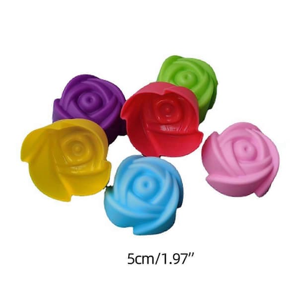 6-pak kageforme, farverige bageforme, blomsterformede, delikate silikonebageforme, perfekte til familiesammenkomster