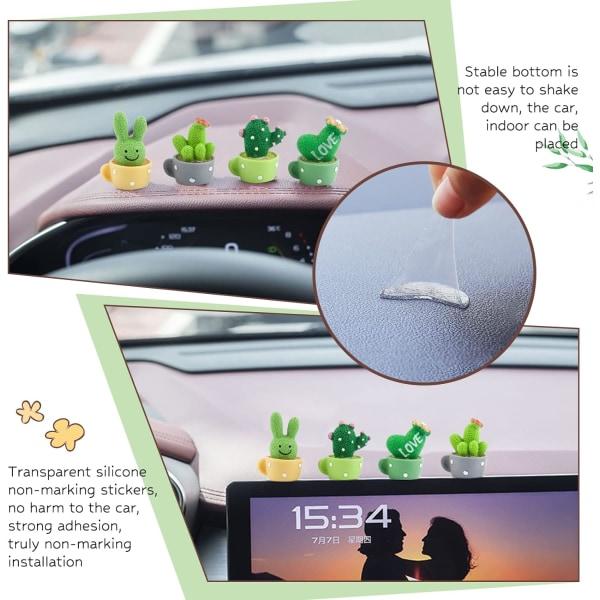 4 kpl auton kojelaudan koristeita, Mini Cactus Pond Cactus -patsas
