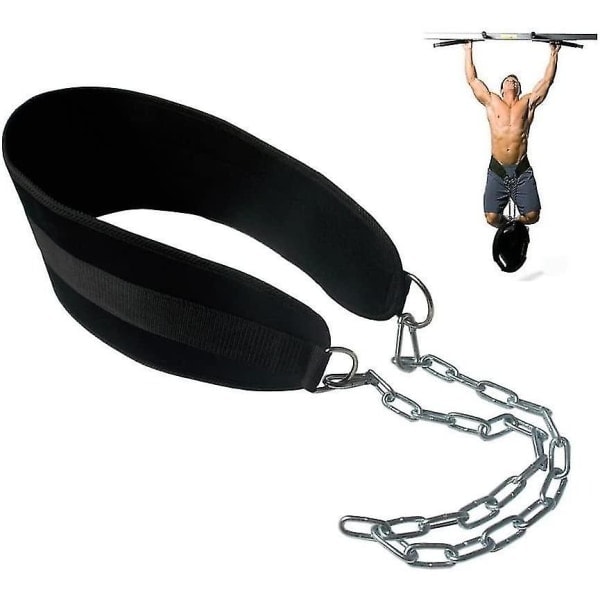 Pull Up Belt Viktad Dip Bälte Med Kedja Dubbel D-Ring Viktlyftning Ryggstöd Rem Hem Gym Eq