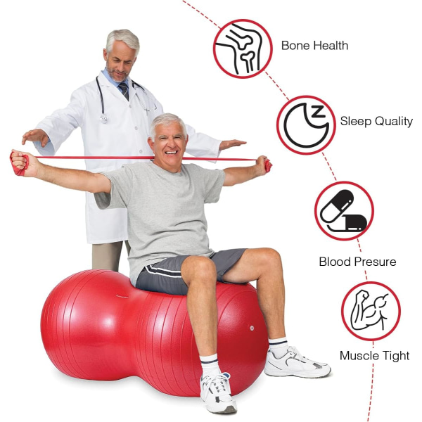 Liikuntapallo pumpulla, Maapähkinäpallo, kuntopallo, Pallo joogaa, pilatesta, keskivartalon harjoittelua ja fysioterapiaa varten
