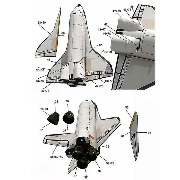 Rumfærge Space Shuttle Papir Model Blank Coated Paper Model Til Børn Voksen