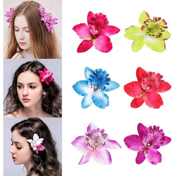 2 st Fashion Hårband Strand Flicka Hårklämma Blomma Hårklämmor Orkidé Bröllopsaccessoarer Brudhårnålar