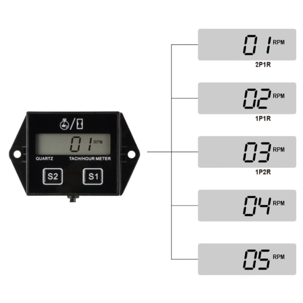 Motorcykel 2/4-takts Motor Tachotimer Timer Meter LCD Skærm Vandafvisende Bil Motor Båd Motorcykel Digital Tacho