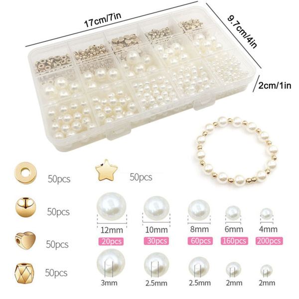 720 Pärlor Pärltillverkningssats Kulor för Armband Tillverkning Halsband Midjekedja Smycken DIY Armband Halsband
