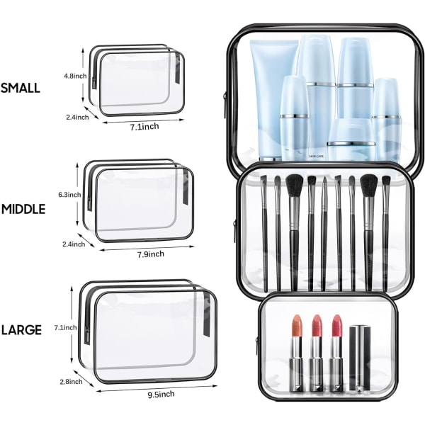 Clear Travel Toiletries Bag 3 PCS Portable Waterproof Toiletry Bags for Women and Men Clear Makeup Bags PVC Cosmetic Bag Travel Accessories Wash Bag