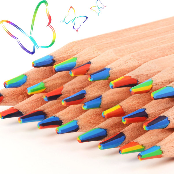 10 stk regnbuefarvede blyanter 7 farver i 1 blyanter til børn Forskellige farver til tegning Farvelægning Skitsering Blyanter Bulk