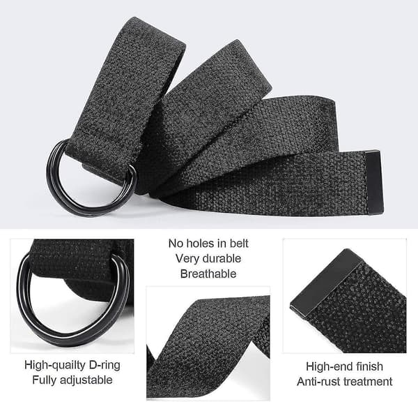 2-pack Canvasbälte för män med dubbel D-ring, slitstarkt och justerbart vardagsbälte 160cm