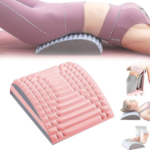 Nack- och Ryggsträckare Refresh, Rygg- och Nackknäpp för Ländryggsmärta, Flernivåjusterbar Ryggbräda för Diskbråck, Ischias Pink