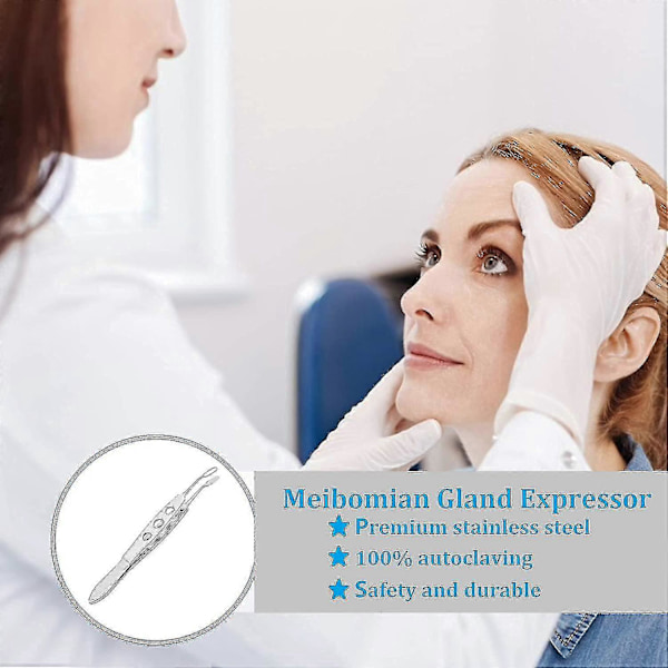 Premium Meibomian Gland Expressor i Rostfritt Stål - Professionella Tångar för Ögonlocksmassage vid Torra Ögon, Högprecisionstångar (Rektangel 2