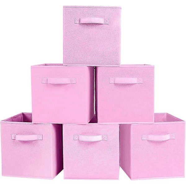 Opbevaringsboks, 2 foldbare opbevaringskasser lavet af stof i kubeform Beige Pink 6 Set