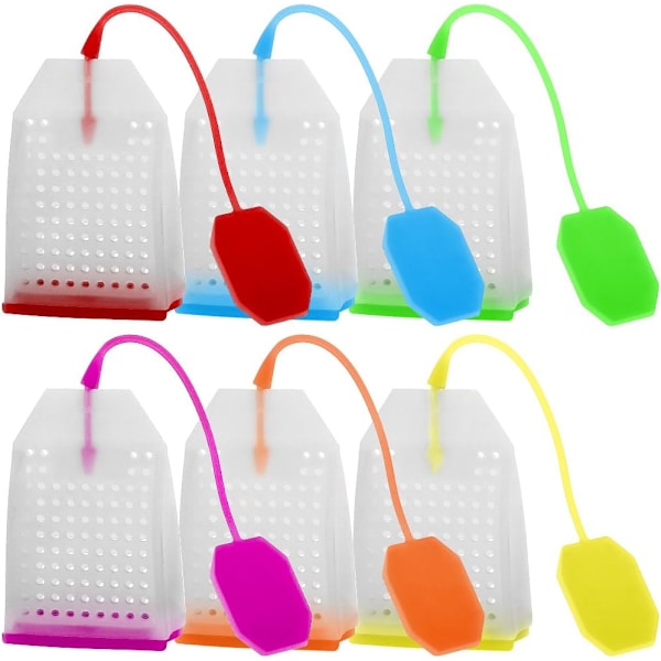 6 stk. silikone te-infuser, teposer te-infuser til løs te genanvendelig te-filter si
