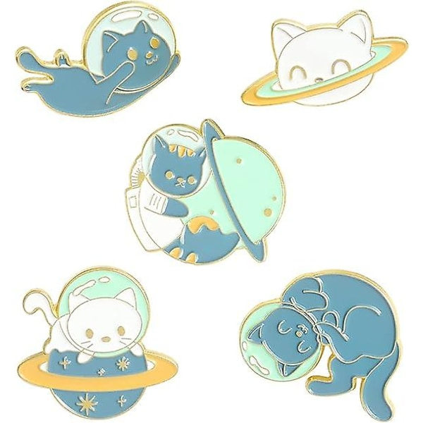 Kat og blå kanin dyrepin, personlig animeret emaljepinsæt, broche, revers, spænde, hat, tøjtilbehør, julegave