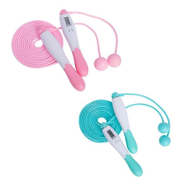 Digitalt hopprep med timer, kaloriräknare, träningsredskap, rosa