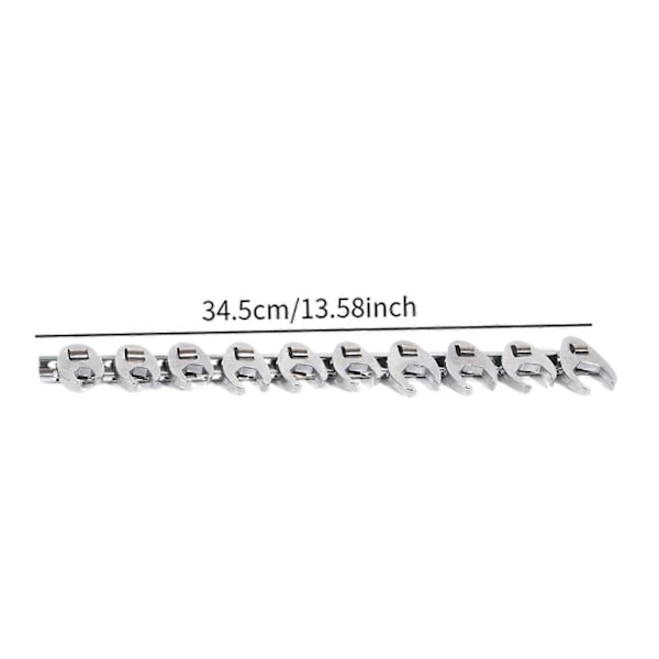 3/8\" Vetoava Crowfoot-avaimet Kannettava Ammattimainen Metrinen Käytännöllinen Työkalusarja 8 Kokoa Silver 10 Sizes