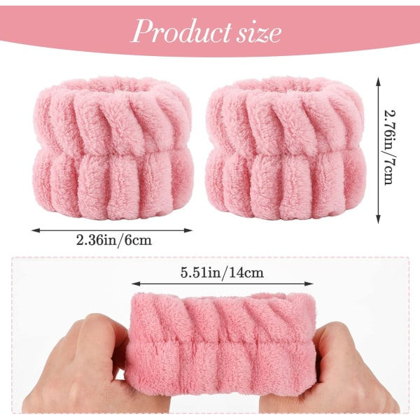 2-pack mikrofiber tvättarmband för kvinnor - absorberande - håller W