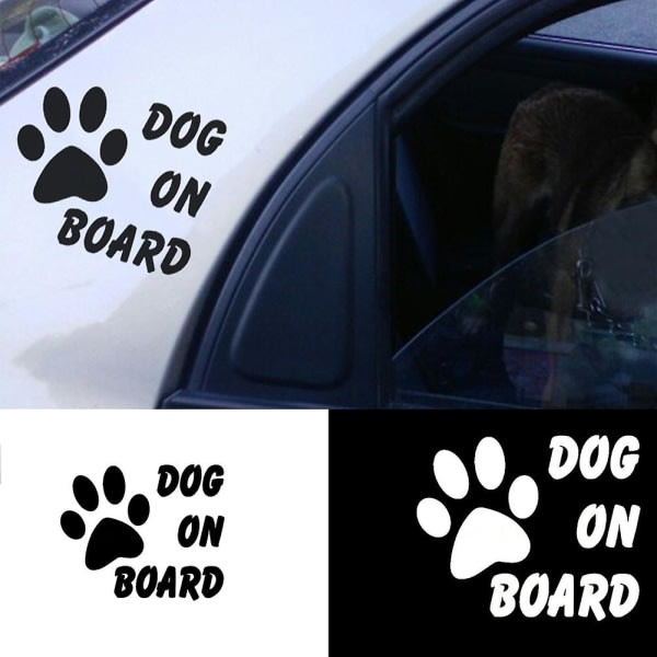 Advarselsskilte bil klistermærke hund bord pote sød mærkat reflekterende dekoration White