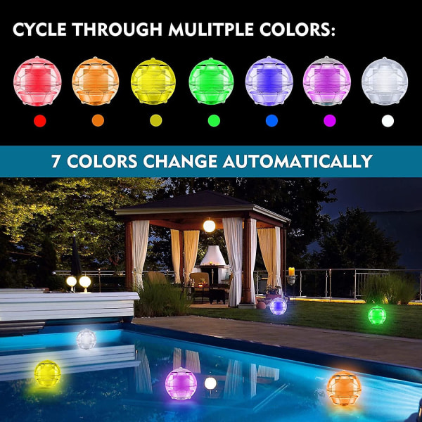 Solar pool ljus, vattentät nedsänkbar led ljus 7 färger Changing Ball Solar lampa för damm Trädgård Pool damm utomhus fest dekoration