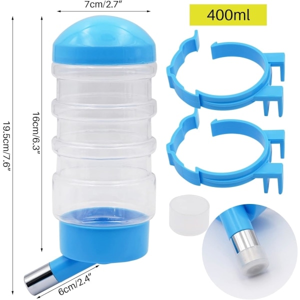 2 stk. 400 ml automatisk kanin drikkeflaske, plastik dværgkanin foderflaske