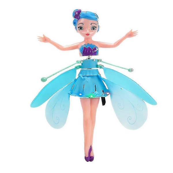 LED Magic Flygande Fe Prinsessa Dock Remote Control Flygande Leksak USB Laddning För Barn Presenter Hög Kvalitet MTS Blue