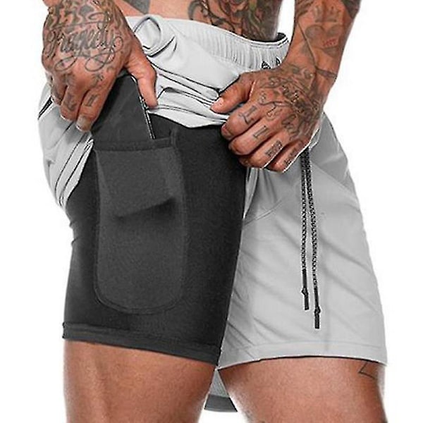 Løbeshorts til mænd Gymnastik Fitness Bukser Sport Jogging Bukser Sweatpants med lommer Grey M
