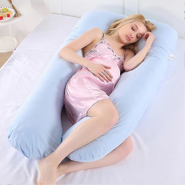 Puuvillainen tyynynpäällinen U-muotoiseen raskaustyynyyn - Pesu- ja mukava tyynynpäällinen sivuasentoon nukkujille 80x140cm Pink Blue