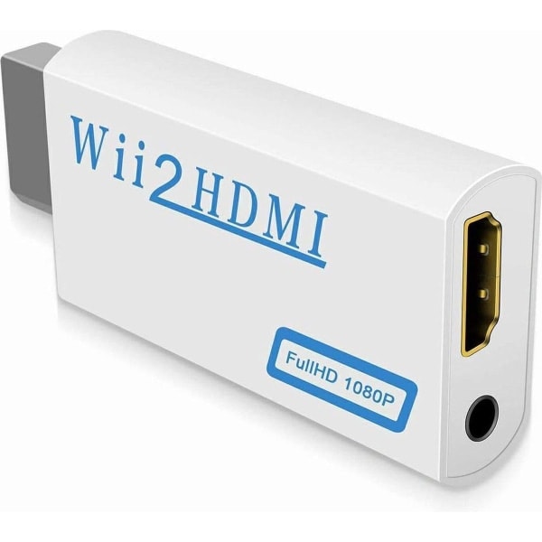 Wii til HDMI-adapter, 1080p Full-HD Hvit