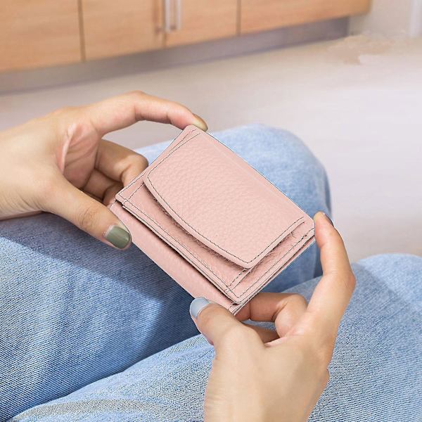 Premium Plånböcker för Kvinnor Liten Trifold Kreditkortshållare med Lädervikbar Myntficka Pink