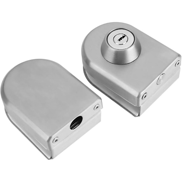 Dörrgångjärn i rostfritt stål med glasdörr, stöldskyddslås med nycklar för badrumsduschglasdörr skåp (1 st, silver)