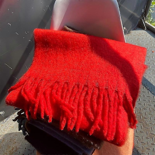 Tykt blødt glutinøst mohair tørklæde nyt klein blåt tørklæde dame sjal varmt tørklæde Pivot red