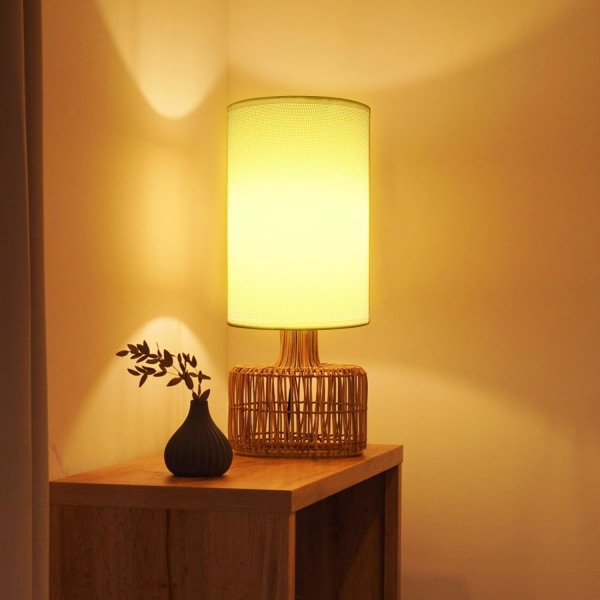 Vit lampskärm - Liten lampskärm i linnetyg Lampskärm E27 Lampskärmar för bordslampor, golvlampor, sänglampa, vägg