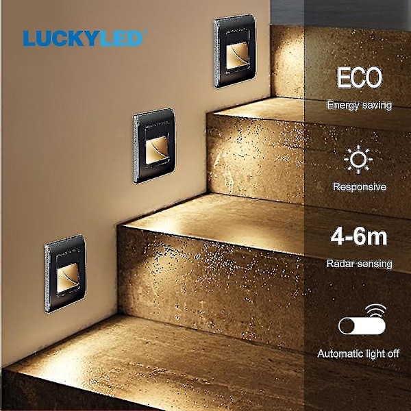 Inbyggd LED-vägglampa PIR-rörelsesensor Trappbelysning AC85-265V Stegljus Korridorbelysning Inomhusvägglampa Gold Sensor