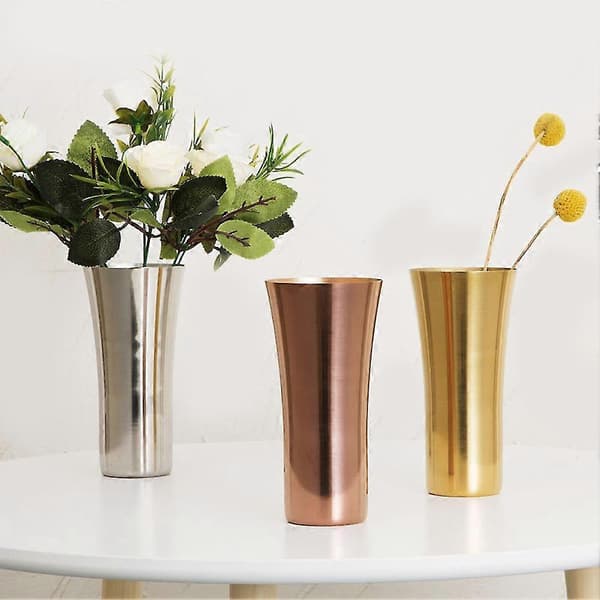 Dekorativ vannkopp blomsterholder vase i rustfritt stål for hjemmerestaurant Silver