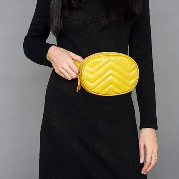 Vyötärölaukku, PU-nahkainen vyötärölaukku naisille, vedenpitävä fanny pack, päivittäiseen käyttöön, lomalle, ostosten tekoon, matkustamiseen yellow