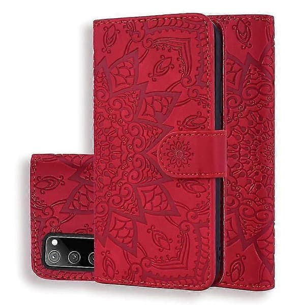 Plånboksfodral för Samsung Galaxy S20 FE Premium PU-läder Flip Cover Mandala Red