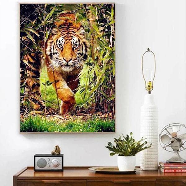 (30x40cm) 5D DIY Diamantmålning Tiger Korsstygn Strass