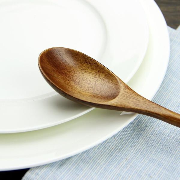 Tresettskje, 5-delt japansk stil kjøkken lang tresuppe skje sett for å spise blande røre matlaging med boks