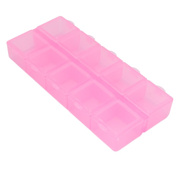 Pearl Container 10 Rum med Holdbar Holdbar Bærbar Transparent Multifunktionel Plast Smykkearrangør Pink