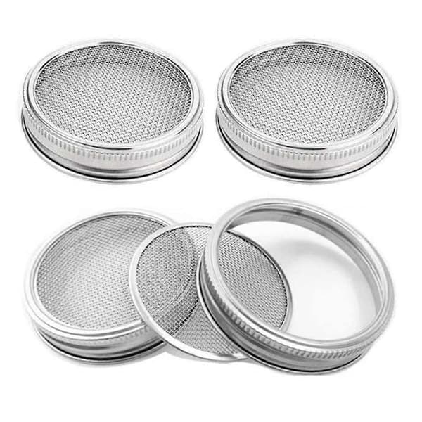 4-pak spirelåg i rustfrit stål til brede Mason Jars til spiring