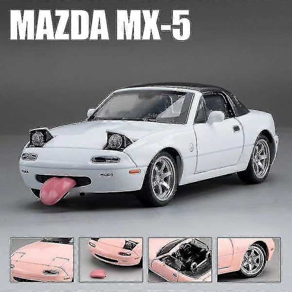 1/32 Mazda Mx-5 Miniature Diecast Mx5 Roadster Legetøjsbilmodel Lyd Lys Døre Åbnelige Samling Gave Til Børn Dreng Kid Boris WHITE