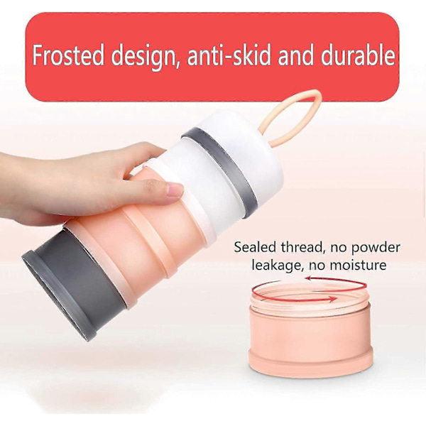 Stabelbar Melkeerstatningsdispenser for Baby, 4 Lag Baby Matpulver Oppbevaringsboks Beholder for Korn Mat Frukt Snacks Melk (1 stk) -ZHENV