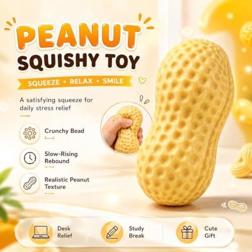 Knapriga jordnöts-squishy med ASMR-pärlor, knapriga jordnöts-squishies Peanut