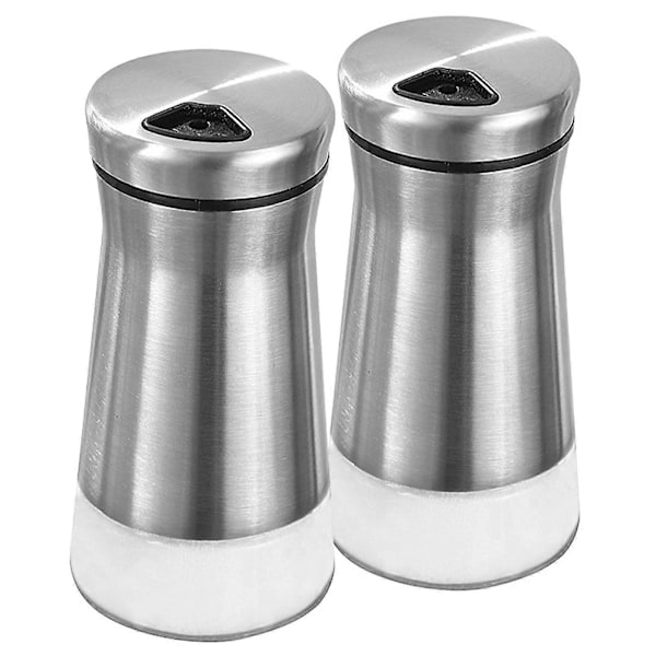2 stk. Salt- og pebersæt, saltbøsse i rustfrit stål, salt- og peberkar med låg, justerbare huller, til krydderier, salt, peber, spidskommen, chilipulver