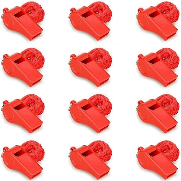 Visselpipor med snodd, Högt tydligt ljud, 12-pack Plastvisslor Bulk Ideal