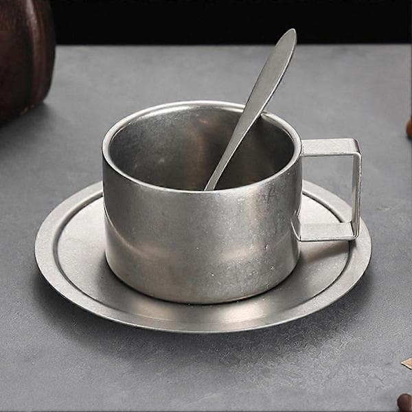 Kaffemuggset i rostfritt stål, diskmaskinssäkra återanvändbara tekoppar för latte, mjölk och te A Silver 3st 250ml A Silver 3pcs 250ml