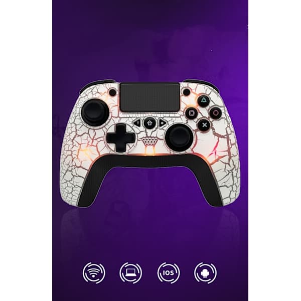 Tedbox Trådlös Handkontroll för PS4, med Unik Sprickdesign/Programmerbar Baksida/Dubbel Vibration, Kompatibel med PS4/PC/iOS