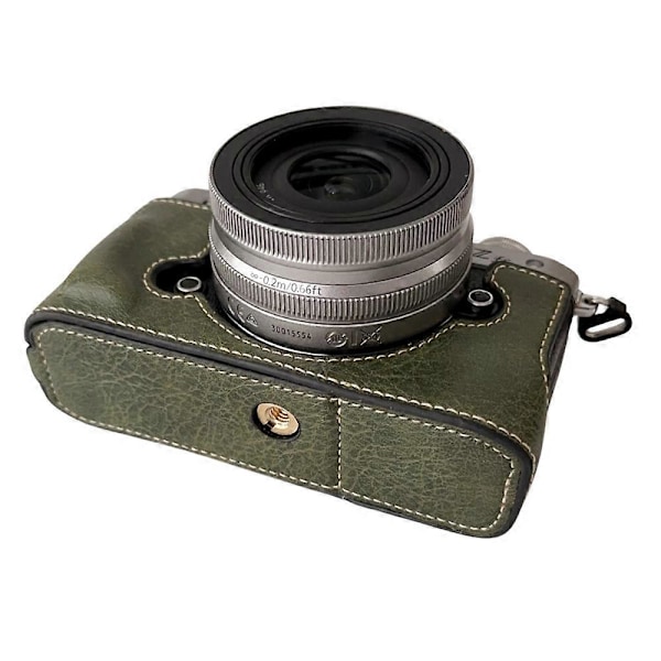 Til Nikon Z Fc Buffalo Tekstur PU Læder Bund Etui Halv Krop Kamera Dækning med Batteriåbning Green
