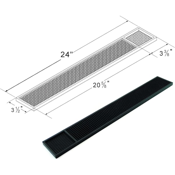 Kumiset baaripalvelualusta tiskille 60cm x 9cm (Musta 3-pakkaus)